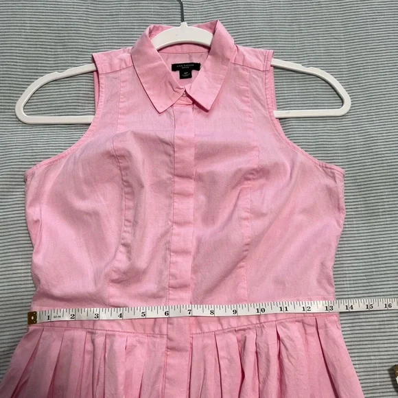 Ann Taylor Fit & Flare Powder Pink Shirtdress - Picture 9 of 11